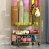 Cesta de armazenamento de tapete de ioga, equipamento de fitness, cesta de armazenamento de equipamento esportivo, raquete de badminton doméstica, fenda móvel