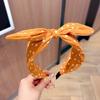 Nova Coreia do Sul Headband Retro Hong Kong Estilo Arco Orelhas de Coelho Tecido Doce Simples Borda Larga Onda Dot Headband para Mulheres
