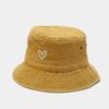 Sombrero de Pescador Vintage Lavado Estilo Nuevo Europeo y Americano para Hombre y Mujer, Moderno, con Bordado de Amor, Plegable, Tipo Cubo, para Ocio al Aire Libre, para Pareja