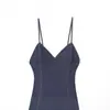 Comércio Exterior Transfronteiriço Roupas Femininas Primavera 2026 Estilo Europeu e Americano Vestido Longo Jeans com Alças Barra Larga Ondulada K41550