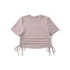 25 Novas Camisetas Femininas Sexy de Verão com Gola Redonda e Manga Curta, Design Curto, Cordão Lateral, Crop Top Slim de Cintura Alta