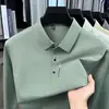 Camiseta de manga larga de alta gama para hombre, primavera/otoño 2026, cuello camisero, polo de retazos, color liso, top versátil estampado