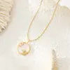 Yachuang Collar de Disco de Fritillaria Blanca Cadena para Mujer Cadena para Clavícula Chapado en Oro Rosa Collar de Circonita Venta al por Mayor