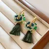 Nuevos Pendientes de Borla con Forma de Gota de Aceite Esmaltada Estilo Chino Pendientes con Diseño de Flor Retro de Nicho Pendientes Elegantes Pendientes Elegantes
