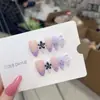 Nai Zi Unhas Vestíveis Feitas à Mão B351 Roxo Taro de Baixa Saturação Flor de Cinco Pétalas 3D Estilo Europeu e Americano Unhas Vestíveis
