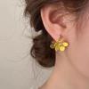 Pendientes de flores amarillas frescas con diseño de nicho, temperamento de hada súper, nuevos pendientes de moda versátiles con personalidad AB 2024