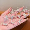 Elástico de Cabelo Infantil Prata com Laço e Pedras, Anel de Polegar, Estilo Doce e Descolado para Meninas, Corda de Cabelo Trançada, Elástico de Cabelo para Bebê