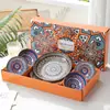 Juego de Platos Cerámicos Bohemios Transfronterizos, Tazones, Palillos, Vajilla, Regalos Pequeños, Souvenirs, Tazones Cerámicos para el Hogar, Cajas de Regalo