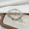 Exquisito Pulsera de Diamantes Cuadrados de Dopamina Moda Francesa de Alto Valor Diseño de Lujo Ligero Joyería de Mano Colorida Perla Retro