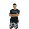 Pijama Casual de Verano para Hombre Transfronterizo, Shorts Camuflados de Manga Corta con Estampado de Letras, Se Pueden Usar Afuera como Ropa de Casa, Venta al por Mayor