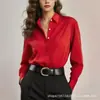 Camisa de manga larga para mujer europea y americana transfronteriza de Amazon, estilo minimalista de verano, camisa versátil con cuello, cárdigan holgado para usar por encima