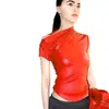 Pby5721 Roupas Europeias e Americanas Transfronteiriças Ombro Oblíquo Jaqueta de Couro Slim Verão Nova Tendência de Rua Top Sem Ombro Feminino t