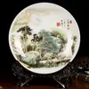 Jingdezhen Cerámica Estilo Chino Nuevo Decoración Creativa Plato Colgante Oficina Hogar Sala de Estar Estante Antiguo Artesanía Adornos de Joyería