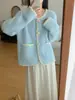Abrigo Jersey Oversized Estilo Chanel de Piel Sintética de Visón para Mujer, Nueva Versión Coreana con Botones de Colores, Elegante Cárdigan Holgado de Moda para Primavera y Otoño