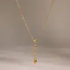 Nuevo Collar Transfronterizo Europeo y Americano de Lujo Ligero con Patrón de Gota de Agua Incrustado con Pedrería para Mujer Cadena de Clavícula Exquisita Versátil de Nicho Temperamento