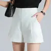 Shorts de cintura alta para mujer para primavera y verano 2026, estilo nuevo, línea A, holgados, adelgazantes, pierna ancha, shorts de traje negros para mujer, otoño
