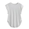 6067-25 Modal Holgado Abertura Cuello Redondo Manga Corta Chaleco Camiseta para Yoga Deportes al Aire Libre Ropa de Yoga Manga Corta