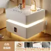 Mesita de noche flotante minimalista moderna con luz de sensor inteligente inalámbrica, mesita de noche multifuncional de almacenamiento para dormitorio