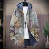 Abrigo nuevo para hombre cálido de invierno 2023 esencial de otoño e invierno comercio exterior transfronterizo sobretodo con estampado 3D de hojas