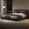 Cama minimalista italiana de cuero de 1,8 m, cama doble para dormitorio principal de 1,5 m, bordes de red estilo caramelo rojo, cama artística de cuero suave
