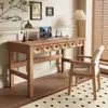 Mesa Retrô Francesa Madeira Maciça Carvalho Vermelho Norte-Americano Mesa de Estudo para Quarto de Apartamento Pequeno Mesa de Computador Segunda Mão
