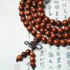 Collar de sándalo rojo lobular natural cuentas de canto 108 estilo étnico antiguo masculino y femenino placa joyería de juego literario