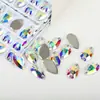 K9 Wei Chen Vidro Boutique Flats de Diamante Costurados à Mão Fundo com Duplo Buraco Fivela Plana Gota D'água Ab Formato Especial Diamante Colorido Diy/Duplo Buraco Pedra Preciosa Diamante