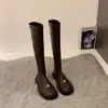 Botas 2026 nuevas populares para otoño e invierno, botas altas con forro de polar, botas delgadas estilo Chanel, botas de moda de gamuza