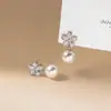Brincos de Prata Esterlina S925 Nalan com Flor Incrustada de Diamante e Cristal Swarovski Estilo Simples Exquisito Estilo Ins Design de Nicho M08378