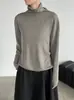 Suéter de Lana Taowan de Canalé con Cuello Medio Alto 26 Otoño Color Sólido Versátil Adelgazante Manga Larga Camisa Base Cepillada YL527