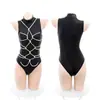 Uniforme de Couro Sintético de Empregada Bidimensional Lingerie Sexy Plus Size Conjunto de Fantasia de Empregada para Role-Playing com Látex