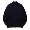 Suéter de punto con cremallera y cuello alto estilo retro minimalista japonés Rumeng para hombre, abrigo exterior versátil casual holgado con textura para pareja de otoño