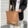 Bolso de Lona de un Solo Hombro Estilo Coreano Estilo Perezoso para Mujer, Bolso de Nailon con Letras de Gran Capacidad, Bolso Tote Casual para el Trabajo, Bolso de Lona de Moda
