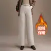 Pantalones de Pana con Forro de Terciopelo de Pierna Recta de Moda para Mujer 2026 Otoño/Invierno Nuevos Pantalones de Pierna Ancha Adelgazantes de Cintura Alta Cintura Elástica Pantalones Casuales