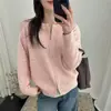 Cardigã de Tricô com Renda Redondo Feminino 2026 Outono Novo Estilo Solto Fino Zíper Duplo Manga Longa Casaco Suéter Top