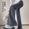 Calça de Moletom Flare Feminina 2026 Novo Estilo Primavera Outono Inverno Lã de Carneiro Cintura Alta Modeladora Flare Esportiva Longa