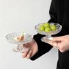 Plato de Fruta de Alta Calidad con Pequeño Relieve, Plato con Pedestal de Vidrio, Plato para Dulces y Bocadillos, Plato de Fruta, Plato de Postre para Uso Doméstico