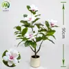 Árbol de Magnolia Artificial de Alta Gama con Plantas Verdes en Maceta Árbol Falso para Interiores Árbol de Magnolia Grande de Pie para Sala de Estar Adornos Decorativos