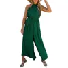 Moda Feminina Cruzada Nova Verão 2026 Europeia e Americana Comércio Exterior Amazon Macacão Plissado com Decote Ombro a Ombro e Gola Halter