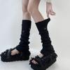 Calcetines de punto JK de otoño para mujer, con borde perforado, estilo Harajuku, estilo japonés, sencillos, combinables, de color sólido.