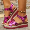 Sandalias Planas Versátiles para Playa para Mujer, Sandalias de Cuña, Estilo Europeo y Americano, Nuevo Diseño Abierto en la Punta, Casual de Verano al por Mayor Talla Grande
