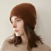 Gorro de Cachemira para Mujer 100% Cachemira Pura Versátil Casual Simple Moda Color Sólido Tejido Gorro Térmico