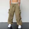 Pantalones Cargo de Pierna Ancha de Cintura Alta de Secado Rápido para Hombre de Verano, Estilo Delgado 2026 Pantalones de Pierna Ancha Estilo Americano, Pantalones Largos Deportivos Casuales para Hombre de Verano