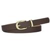 Cinto de Couro Retrô Transfronteiriço para Mulheres, Fashion e Decorativo, Sensação de Alto Padrão, Cinto Fino, Simples e Versátil, Cinto Casual Preto para Jeans