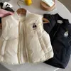 Colete infantil acolchoado, estilo inverno 2026 para meninos, peça externa espessa e quente, colete acolchoado para bebê, blusa temática de urso para meninas