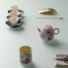 Juego de Regalo de Tetera y Taza Rosa Melocotón Ino Kiyomatsu con Flor de Lirio Pintada a Mano, Juego de Té Kung Fu de Alto Valor, Souvenir
