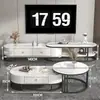 Juego de mesa de centro y mueble de TV de lujo ligero con panel de roca brillante, adecuado para espacios pequeños, extensible, diseño simple con cajones, para uso doméstico en la sala de estar