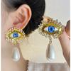 Aretes Retro Mujer Estilo Hong Kong Temperamento Europeo y Americano Lujo Ligero Diseño Nicho Sentido de Alta Gama Aretes Exagerados Nuevo Estilo Chino Clips para Oreja
