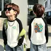 Camiseta Infantil de Manga Longa Kids 2026 Novo Estilo De Rong Camada Base Top Meninos Outono/Inverno Color Block Manga Longa Top Interno