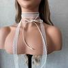 Collar de encaje estilo ballet con diseño de múltiples capas apiladas, cadena, bufanda de seda a juego, collar de clavícula con cinta
